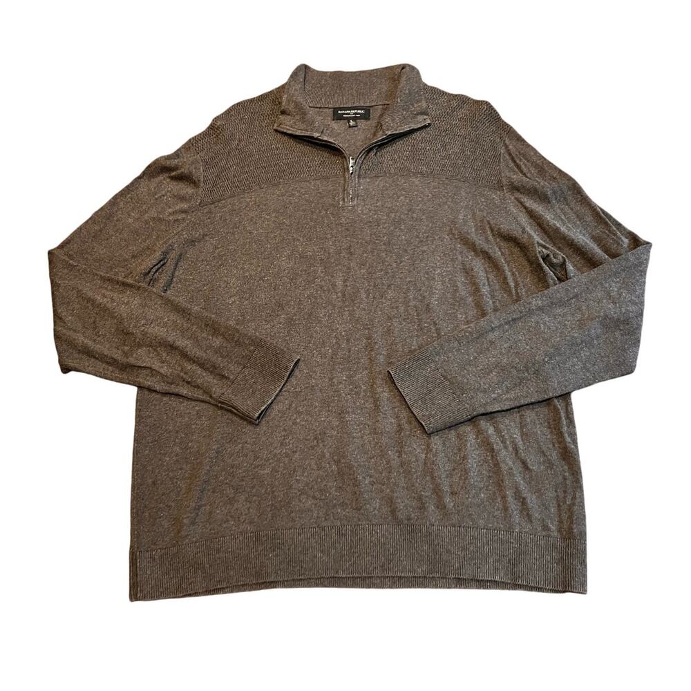 Banana Republic Cashmere Silk Blend, Gray Mens Large L Quarter Zip‎ Sweater